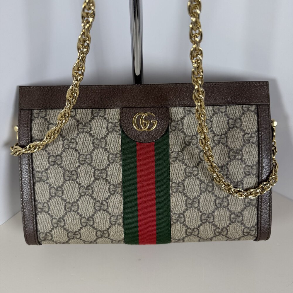 Gucci Small GG Supreme Ophidia Chain Shoulder Bag